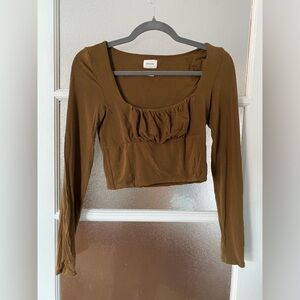 Aritzia Wilfred Brown Long Sleeve Top size small